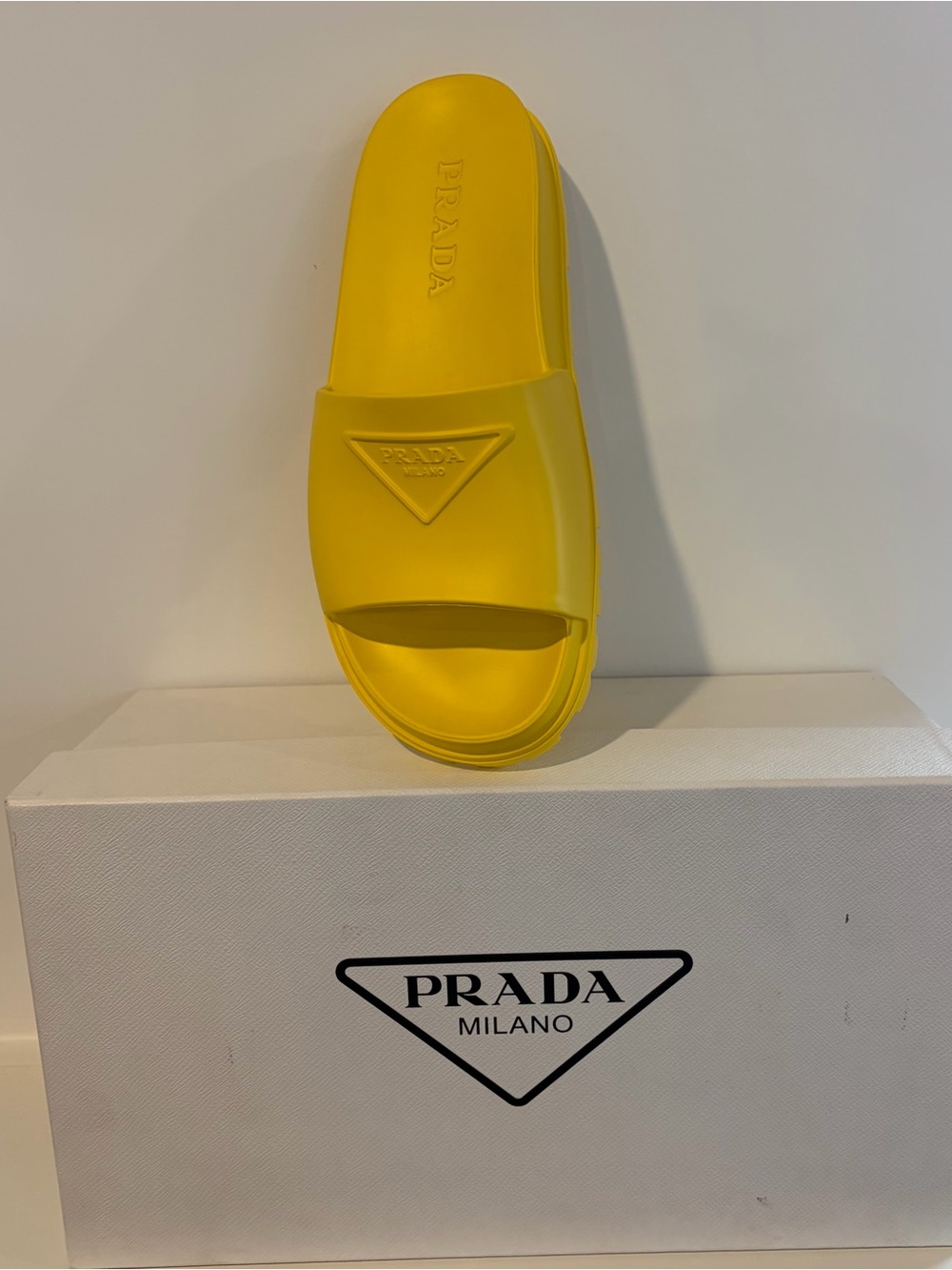 Prada Yellow Rubber Slide Sandals